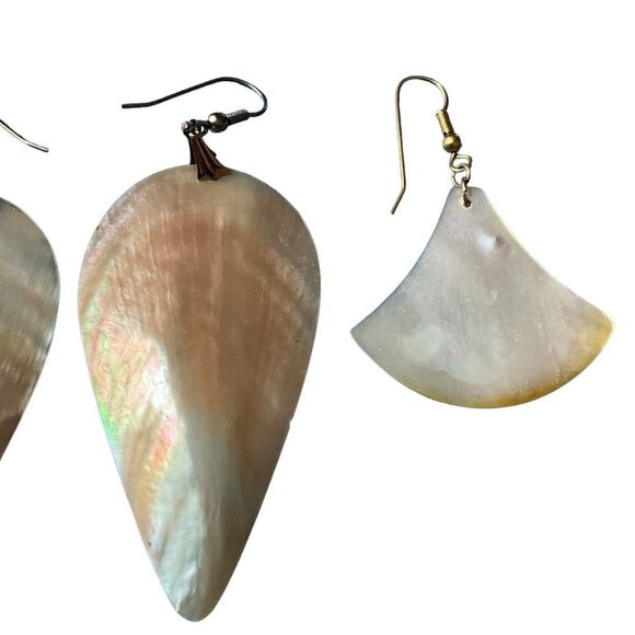 Lot Of Two (2) Abalone? Shell Pierced Dangle Earrings Unique Shapes - Picture 4 of 9
